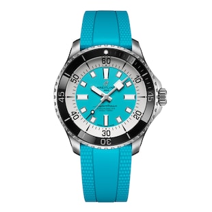 Breitling Superocean Automatic 44mm Mens Watch Turquoise Rubber