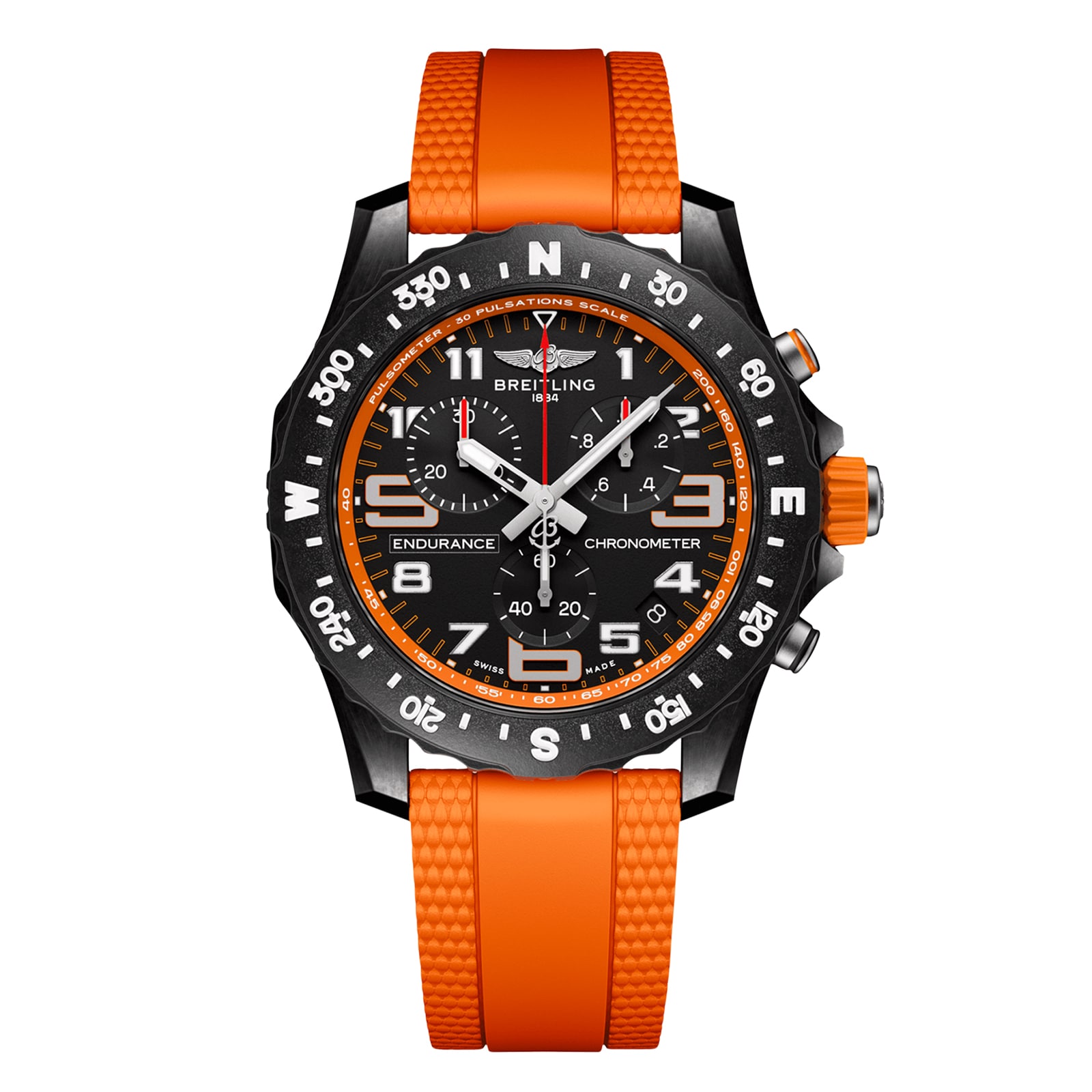 Breitling Endurance Pro 44mm Mens Watch Orange Rubber