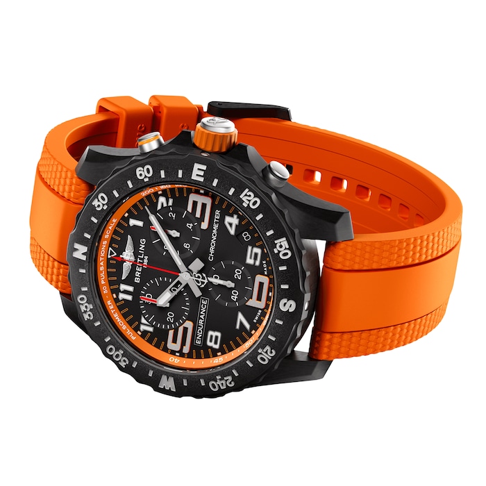 Breitling Endurance Pro 44mm Mens Watch Orange Rubber