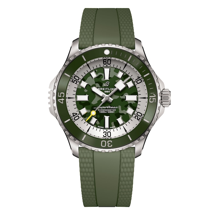 Breitling Superocean Automatic Super Diver 46mm Mens Watch Green Rubber