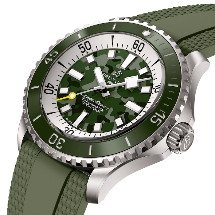 Breitling Superocean Automatic Super Diver 46mm Mens Watch Green Rubber