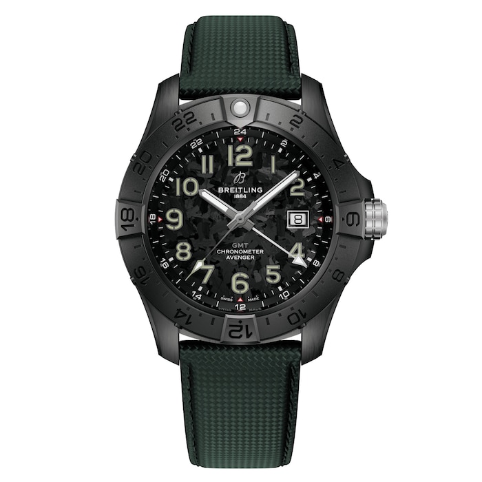 Breitling Avenger Automatic 44 mm Night Mission Mens Watch Green Leather