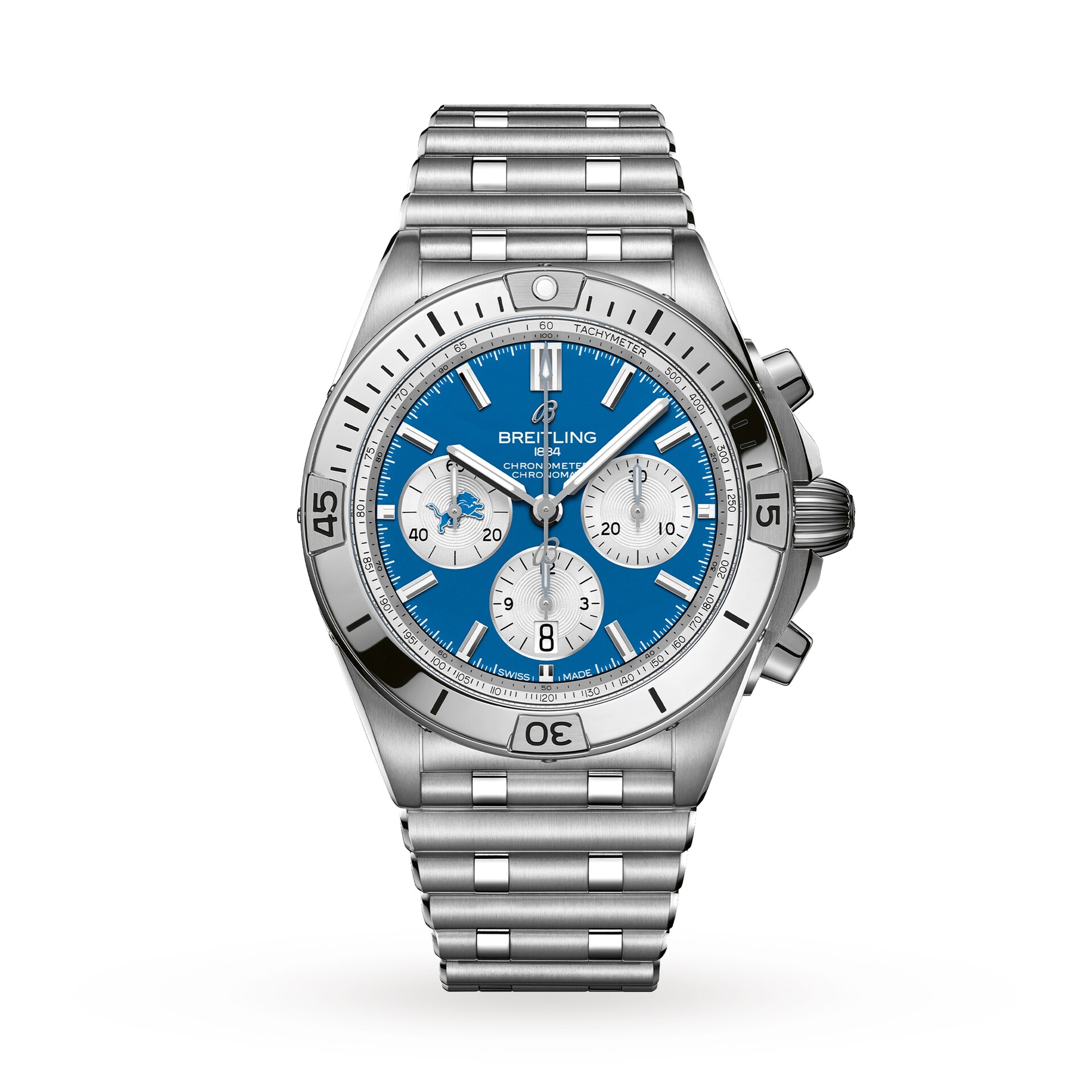 Breitling Chronomat B01 42 Detroit Lions Limited Edition Mens Watch Stainless Steel