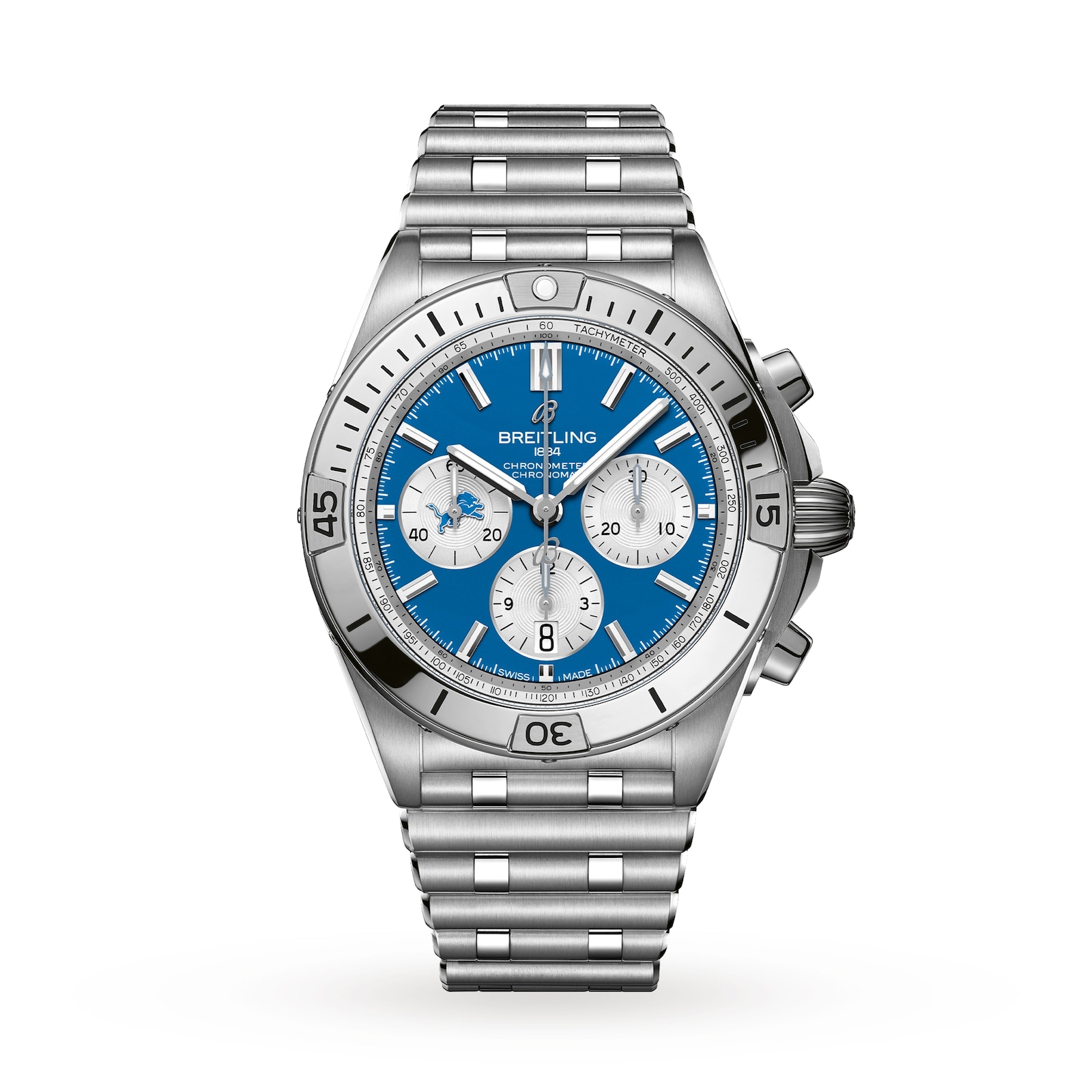 Breitling Chronomat B01 42 Detroit Lions Limited Edition Mens Watch Stainless Steel