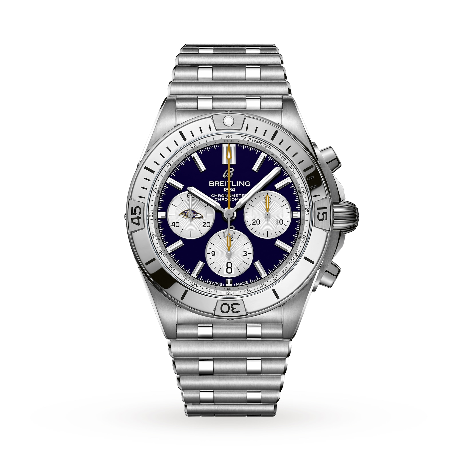 Breitling Chronomat B01 42 Baltimore Ravens Limited Edition Mens Watch Stainless Steel