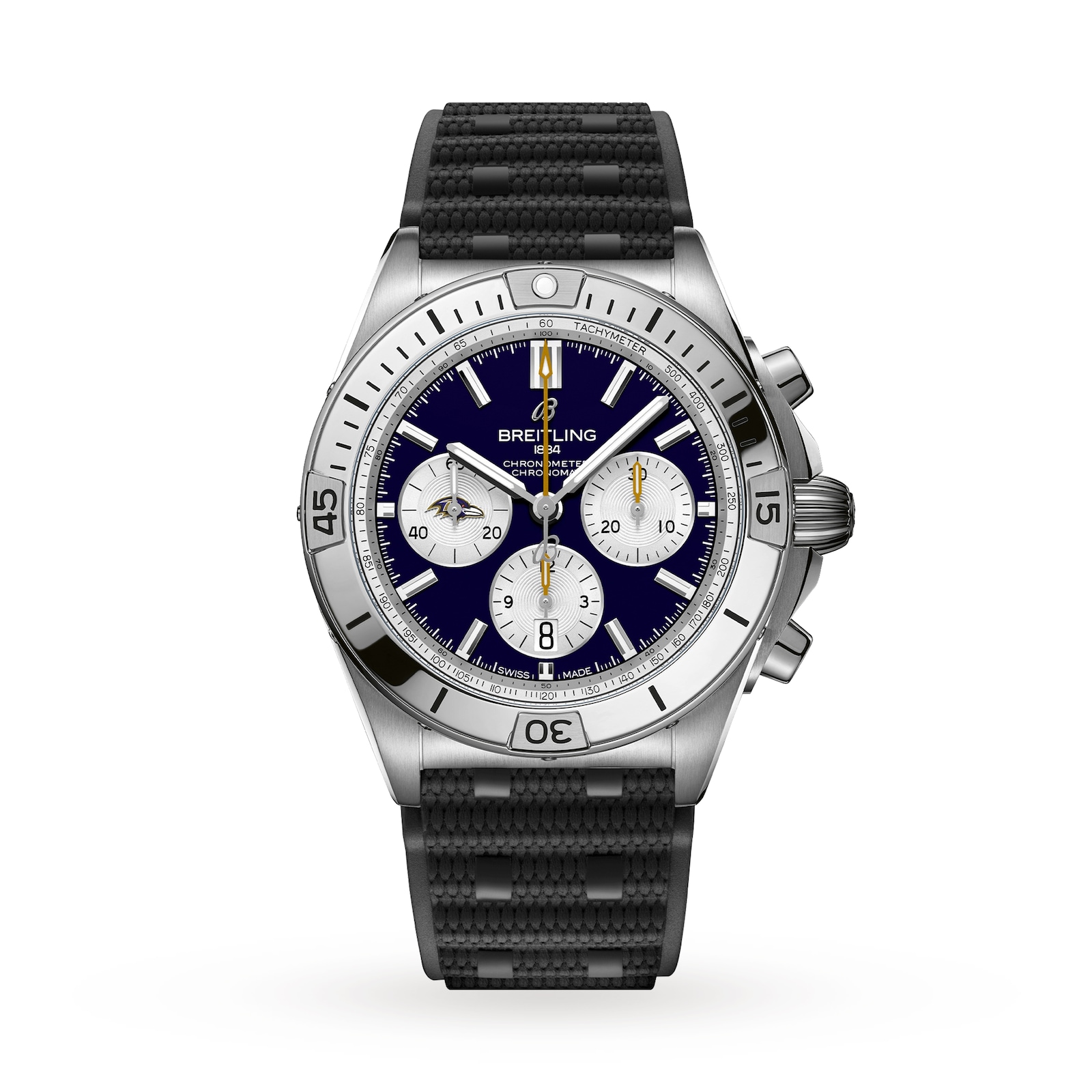Breitling Chronomat B01 42 Baltimore Ravens Limited Edition Mens Watch Rubber