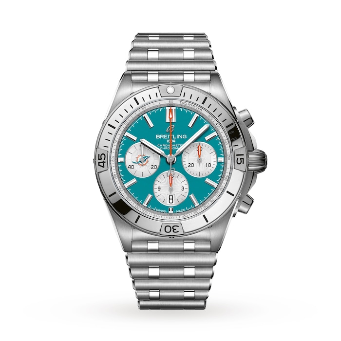 Breitling Chronomat B01 42 Miami Dolphins Limited Edition Mens Watch Stainless Steel