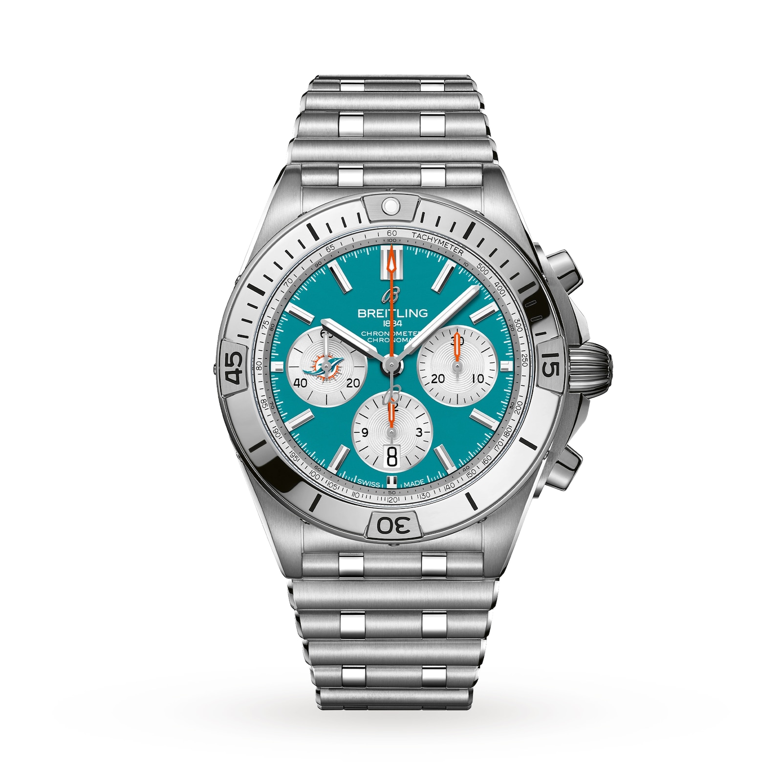 Breitling Chronomat B01 42 Miami Dolphins Limited Edition Mens Watch Stainless Steel