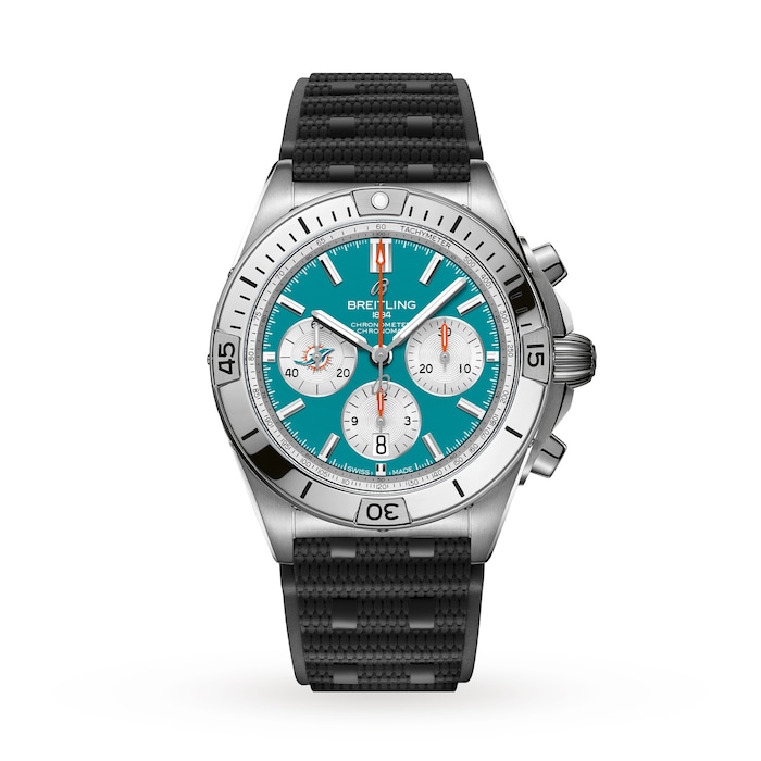 Breitling Chronomat B01 42 Miami Dolphins Limited Edition Mens Watch Rubber