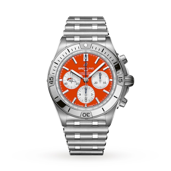 Breitling Chronomat B01 42 Denver Broncos Limited Edition Mens Watch Stainless Steel