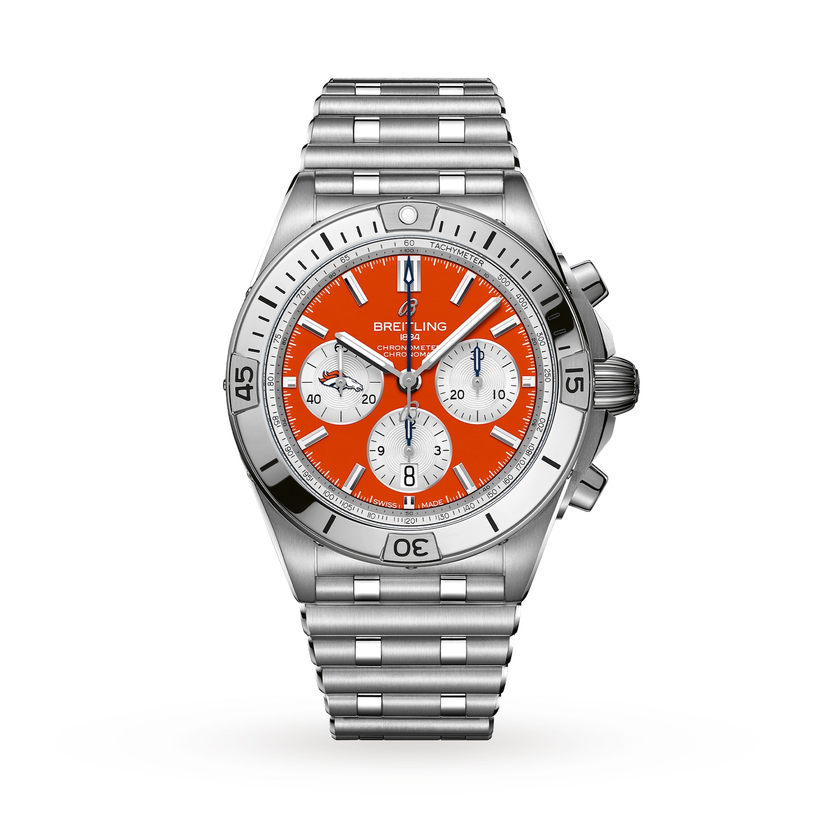 Breitling Chronomat B01 42 Denver Broncos Limited Edition Mens Watch Stainless Steel