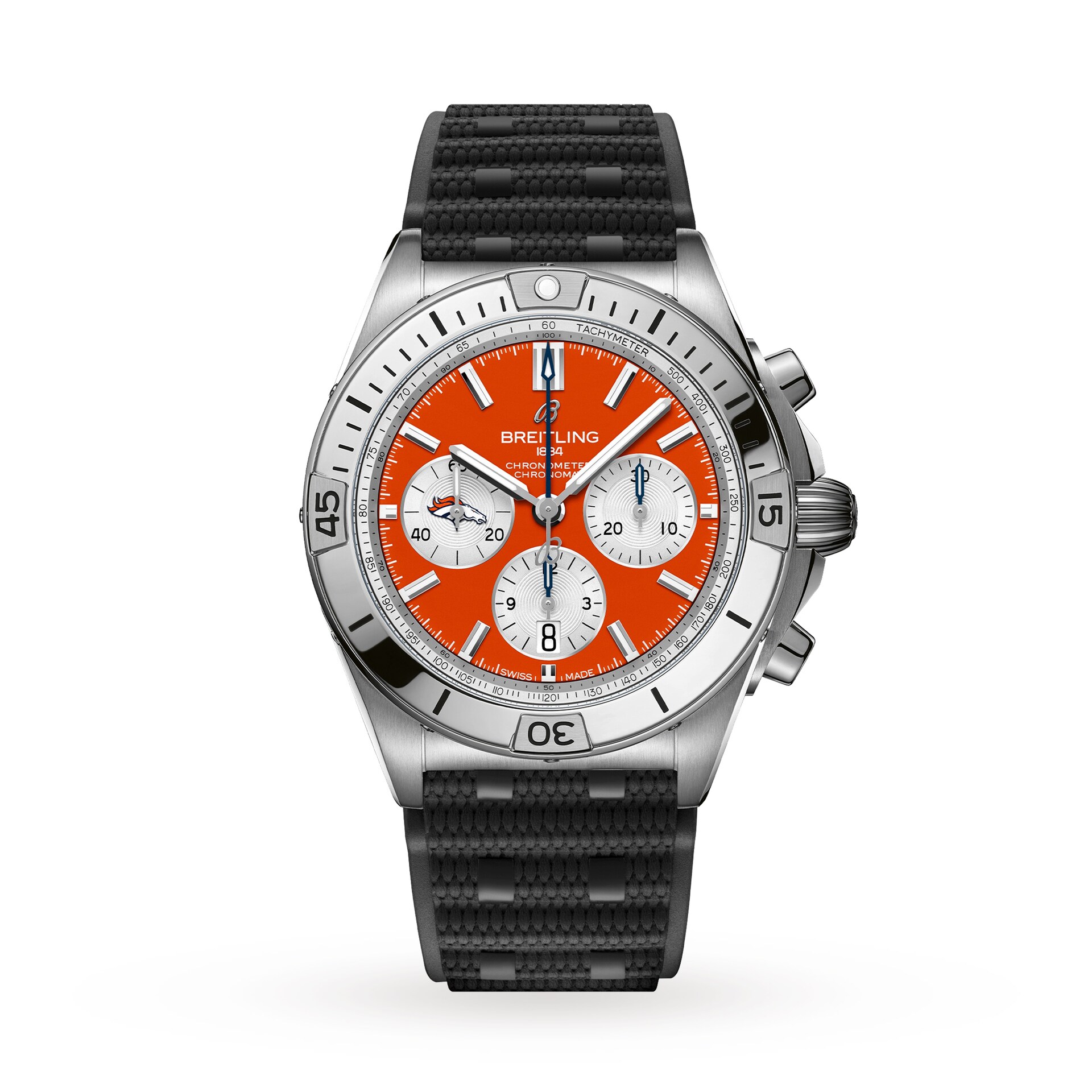 Breitling Chronomat B01 42 Denver Broncos Limited Edition Mens Watch Rubber