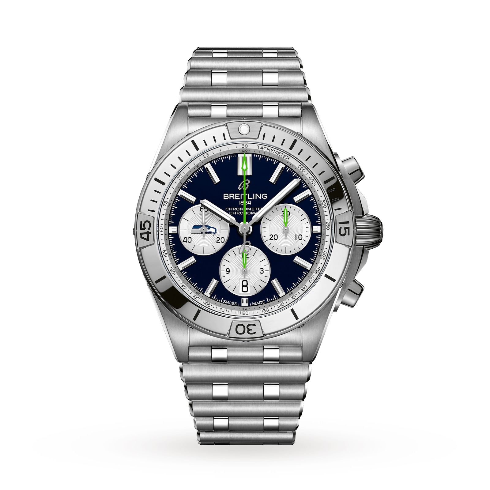 Breitling Chronomat B01 42 Seattle Seahawks Limited Edition Mens Watch Stainless Steel