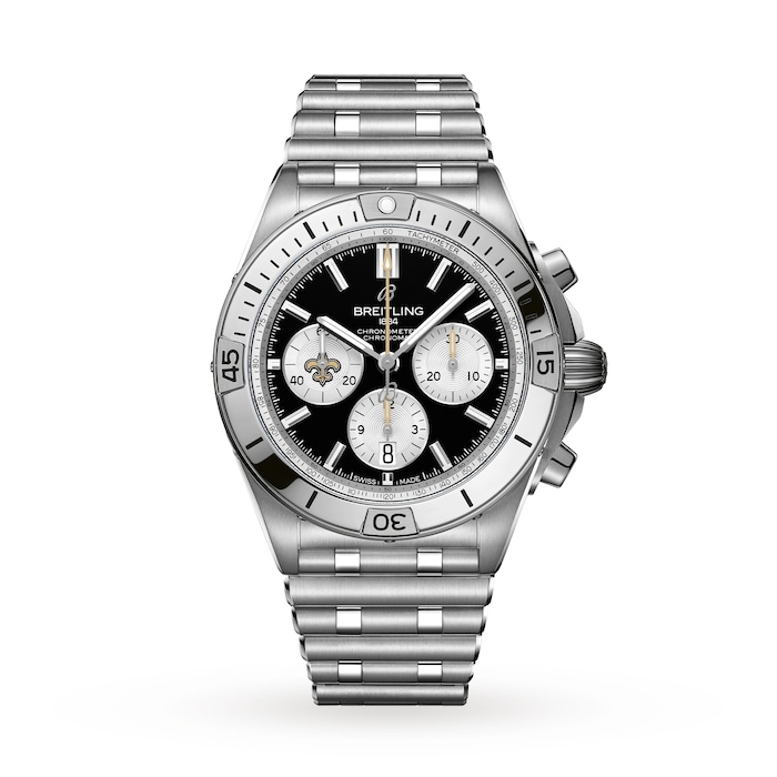 Breitling Chronomat B01 42 New Orleans Saints Limited Edition Mens Watch Stainless Steel