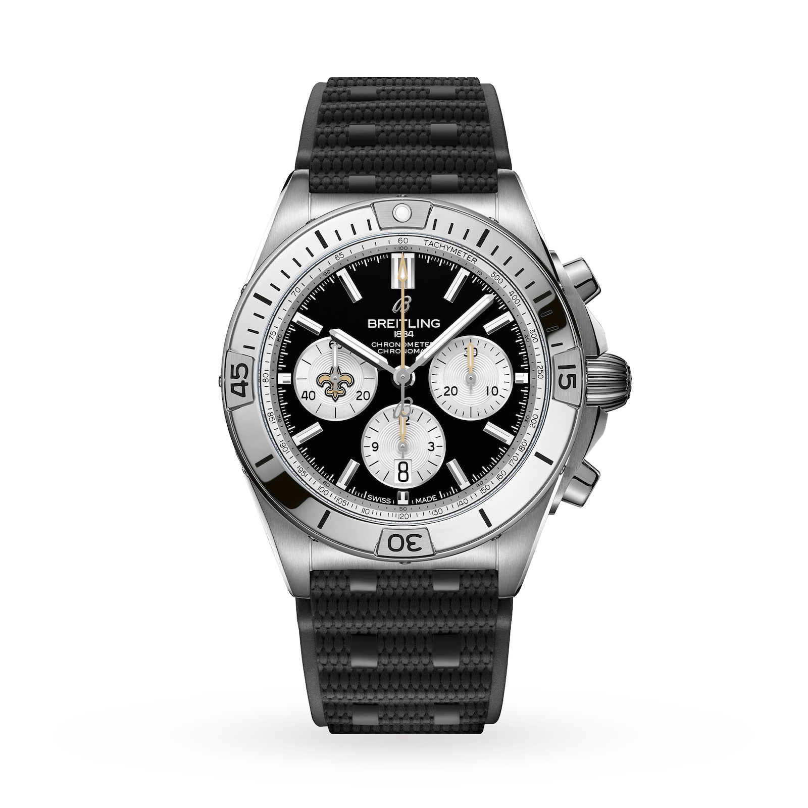 Breitling Chronomat B01 42 New Orleans Saints Limited Edition Mens Watch Rubber