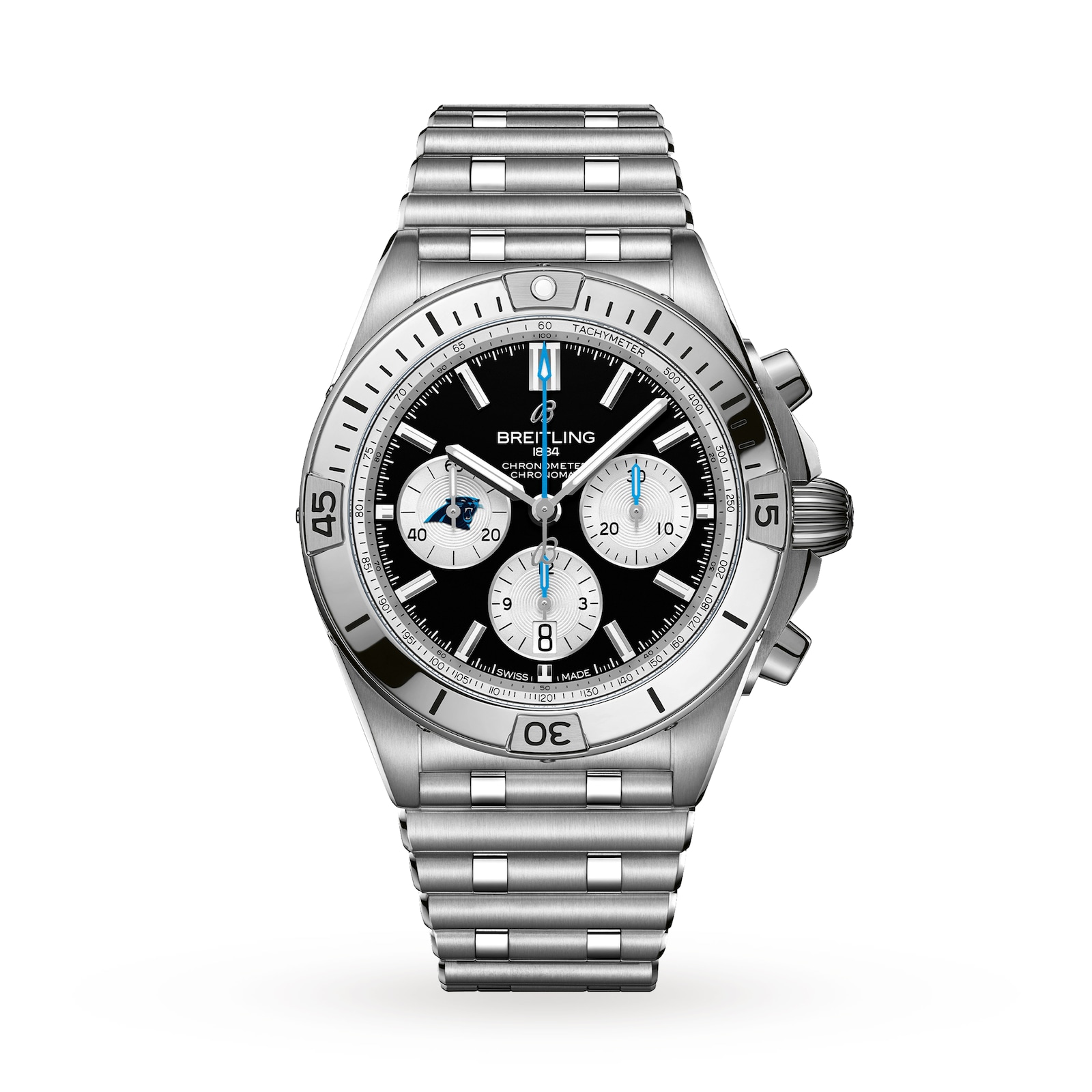 Breitling Chronomat B01 42 Caroline Panthers Limited Edition Mens Watch Stainless Steel