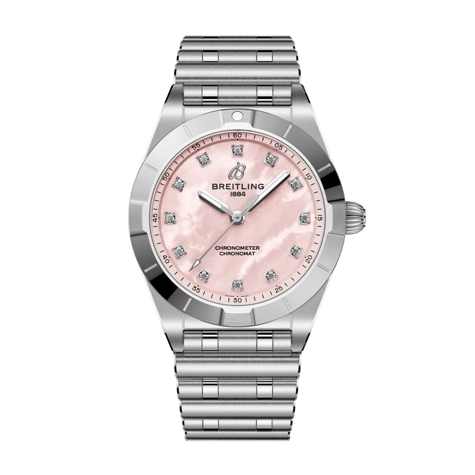 Chronomat 28mm Ladies Watch Pink Mother Of Pearl