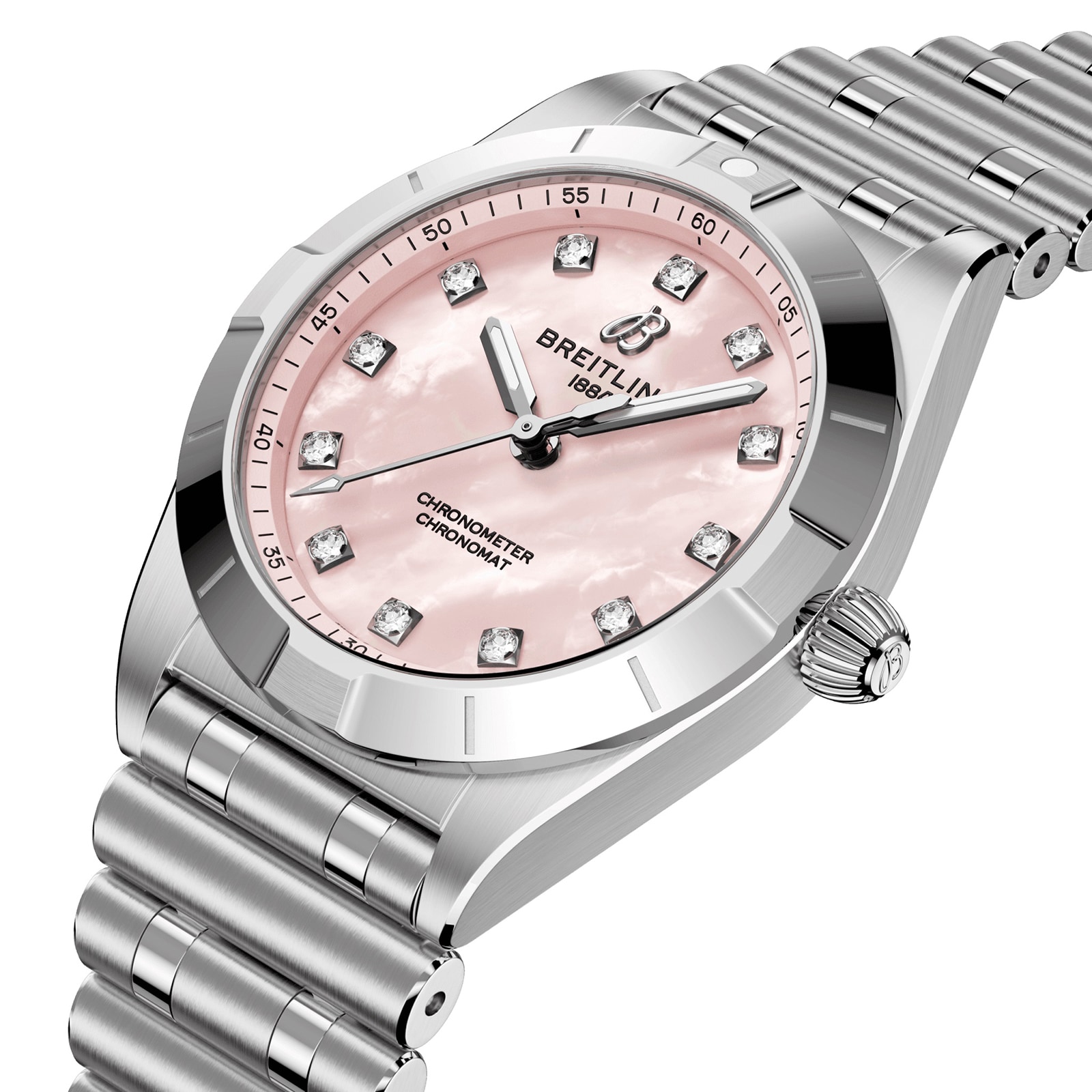 Breitling Chronomat 28mm Ladies Watch Pink Mother Of Pearl Breitling Chronomat 28mm Ladies Watch Pink Mother Of Pearl