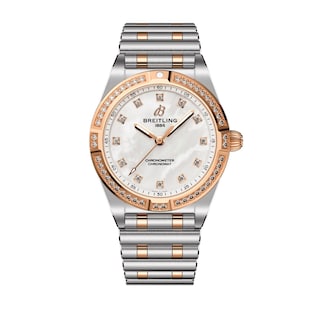 Breitling Chronomat Stainless Steel & 18k Red Gold 28mm Ladies Watch Mother Of Pearl