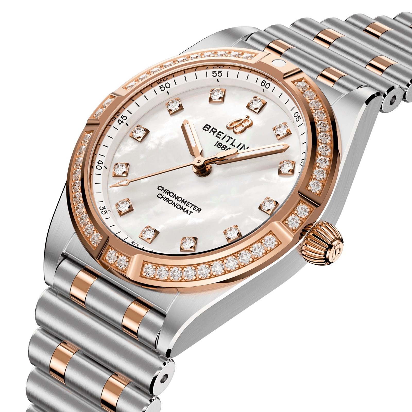 Breitling Chronomat Stainless Steel & 18k Red Gold 28mm Ladies Watch Mother Of Pearl Breitling Chronomat Stainless Steel & 18k Red Gold 28mm Ladies Watch Mother Of Pearl
