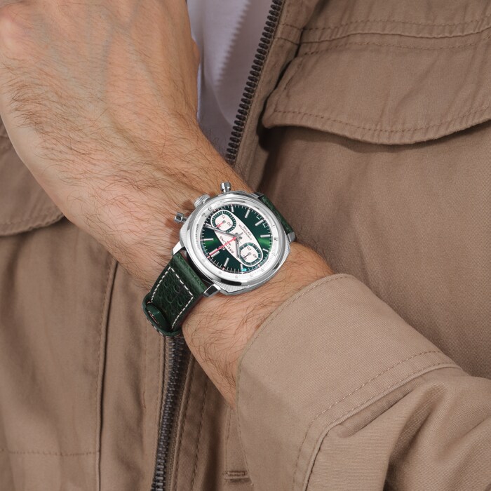 Breitling Top Time B01 Racing 38mm Mens Watch Green Leather