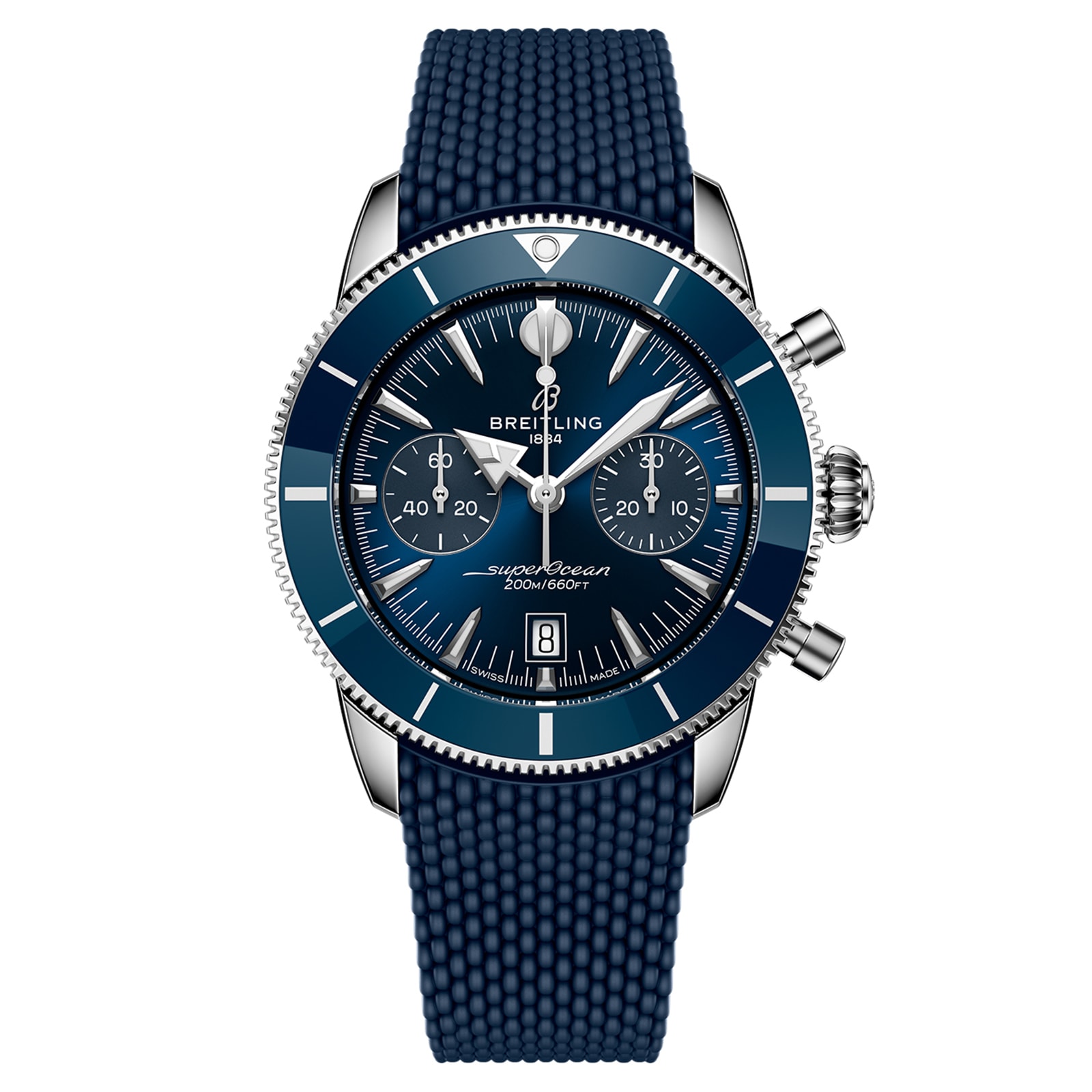 Breitling Superocean Heritage B01 Chronograph 42mm Mens Watch Blue Rubber