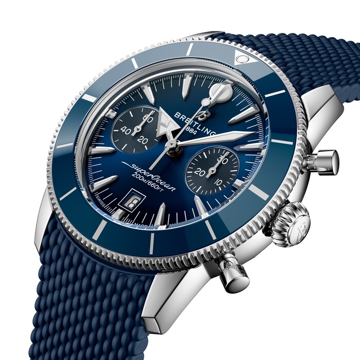 Breitling Superocean Heritage B01 Chronograph 42mm Mens Watch Blue Rubber