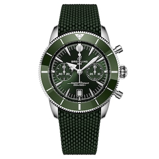 Breitling Superocean Heritage B01 Chronograph 42mm Mens Watch Green Rubber