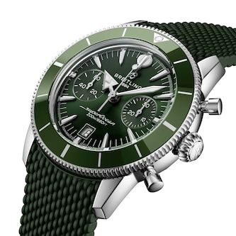 Breitling Superocean Heritage B01 Chronograph 42mm Mens Watch Green Rubber