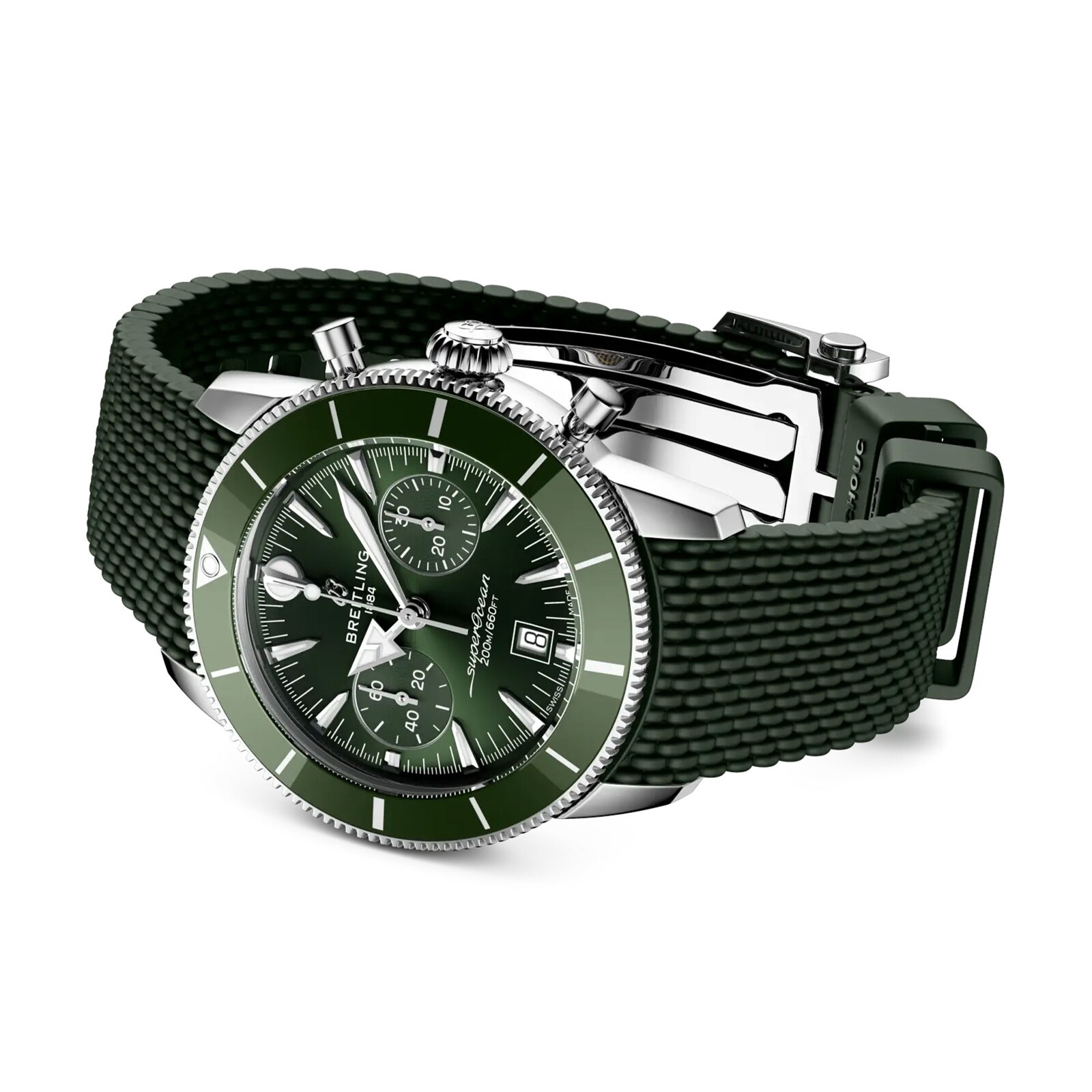 Breitling Superocean Heritage B01 Chronograph 42mm Mens Watch Green Rubber