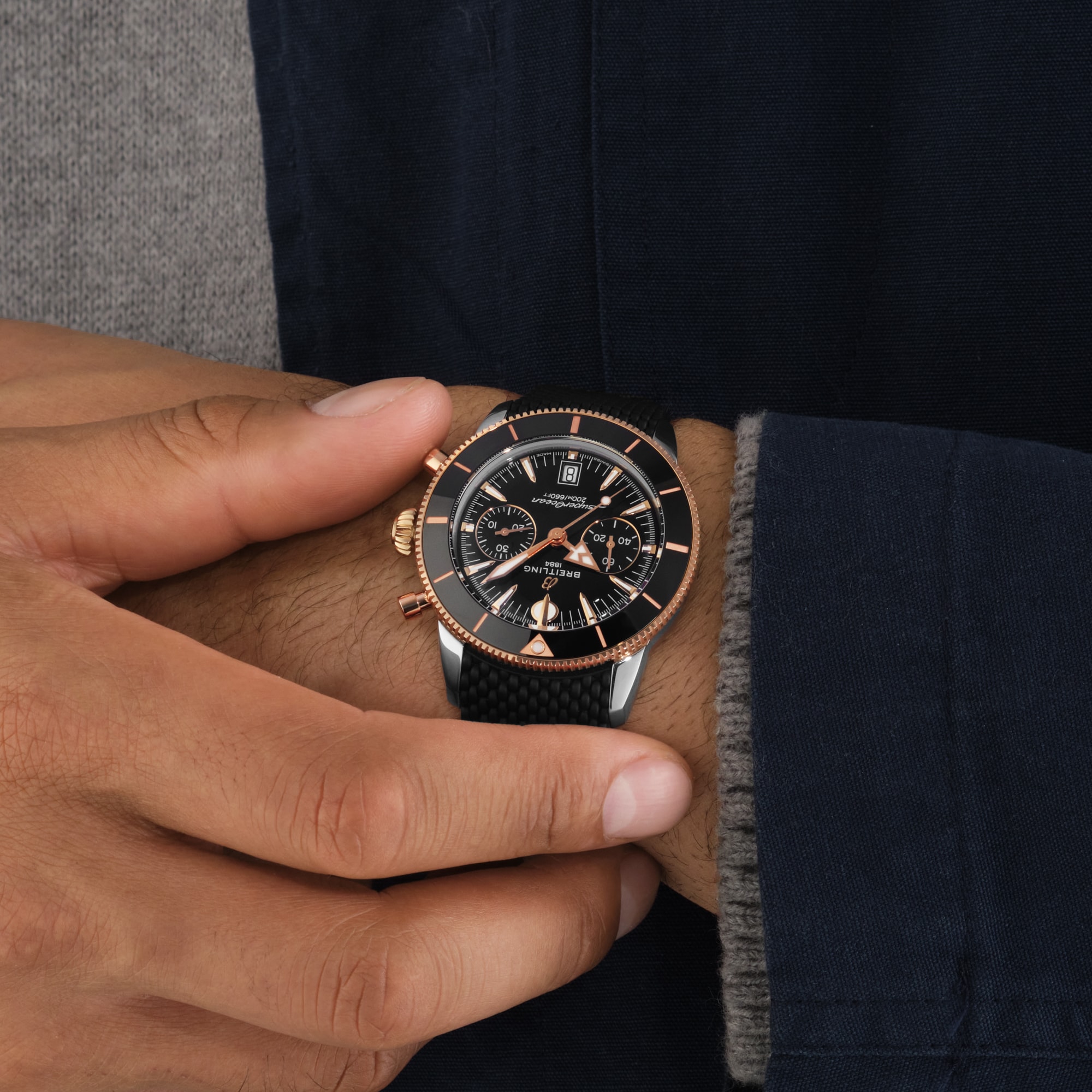Breitling Superocean Heritage B01 Chronograph 42mm Mens Watch Black Rubber Breitling Superocean Heritage B01 Chronograph 42mm Mens Watch Black Rubber