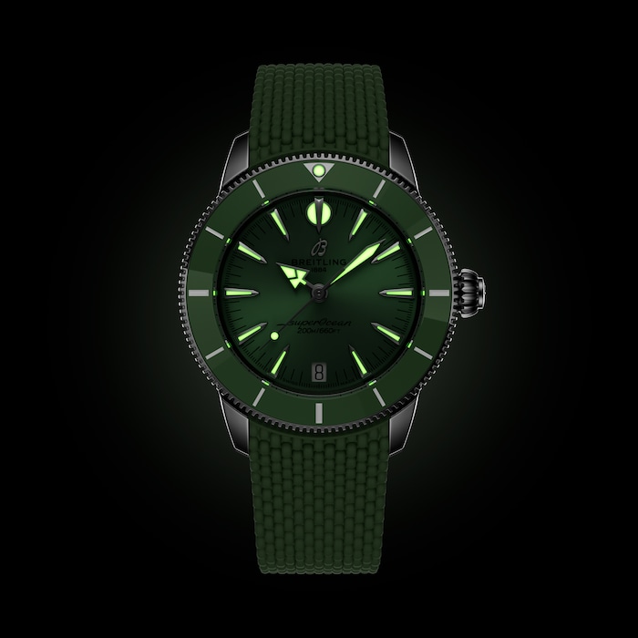 Breitling Superocean Heritage Automatic 36mm Unisex Watch Green Rubber