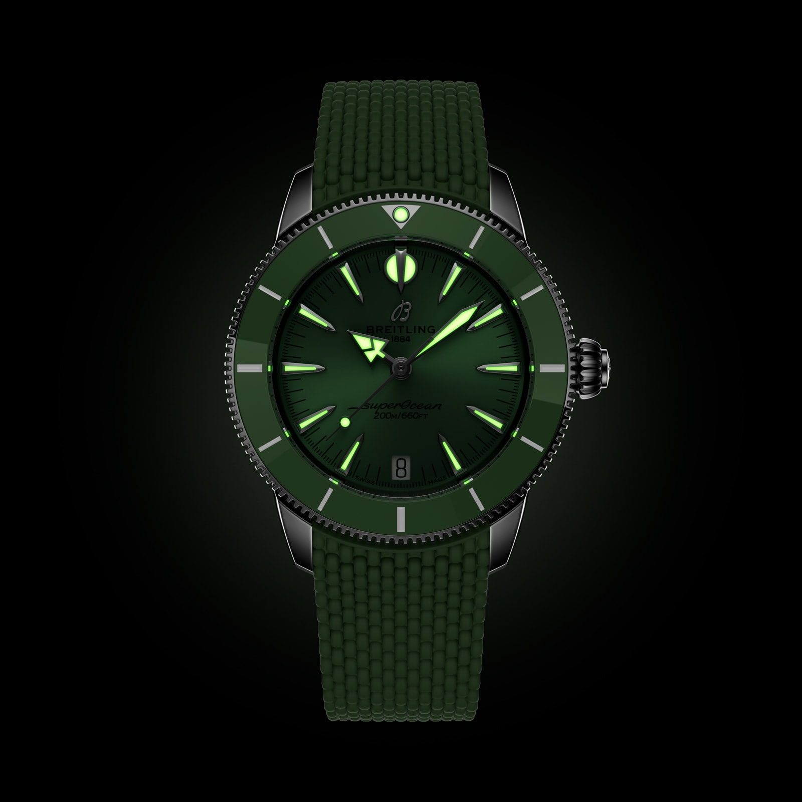 Breitling Superocean Heritage Automatic 36mm Unisex Watch Green Rubber