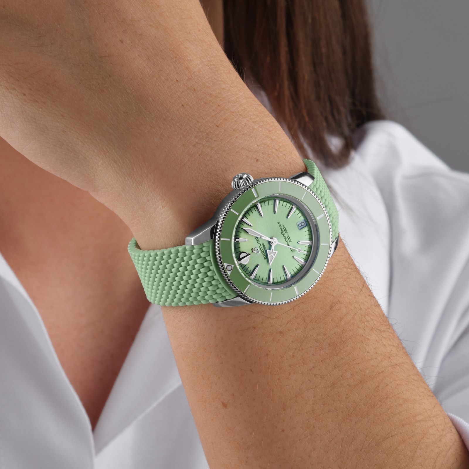 Breitling Superocean Heritage Automatic 36mm Unisex Watch Green Rubber