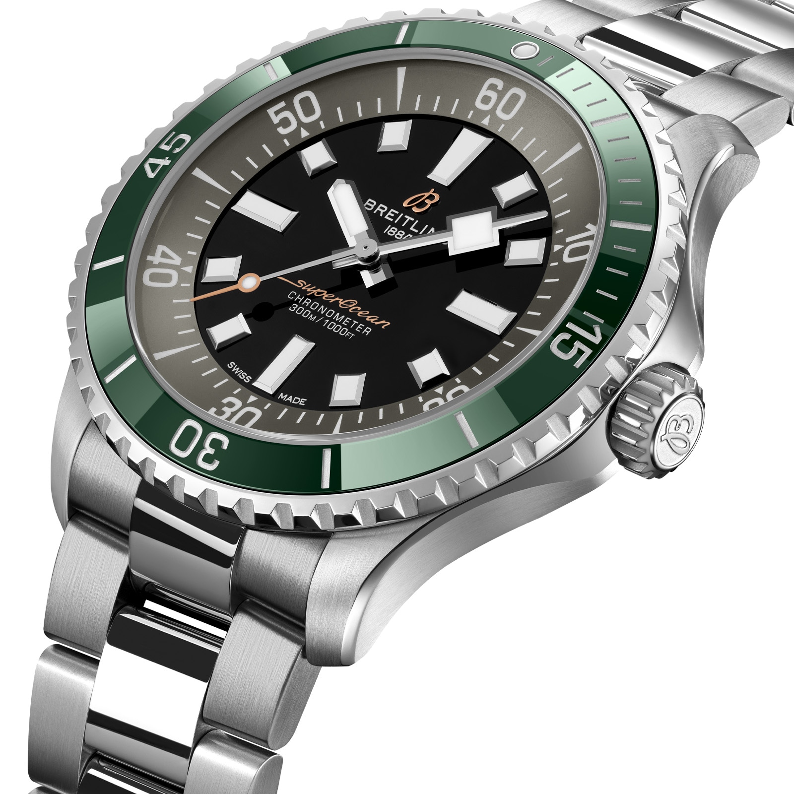 Breitling Superocean Automatic 44mm UK Limited Edition Mens Watch Green Stainless Steel