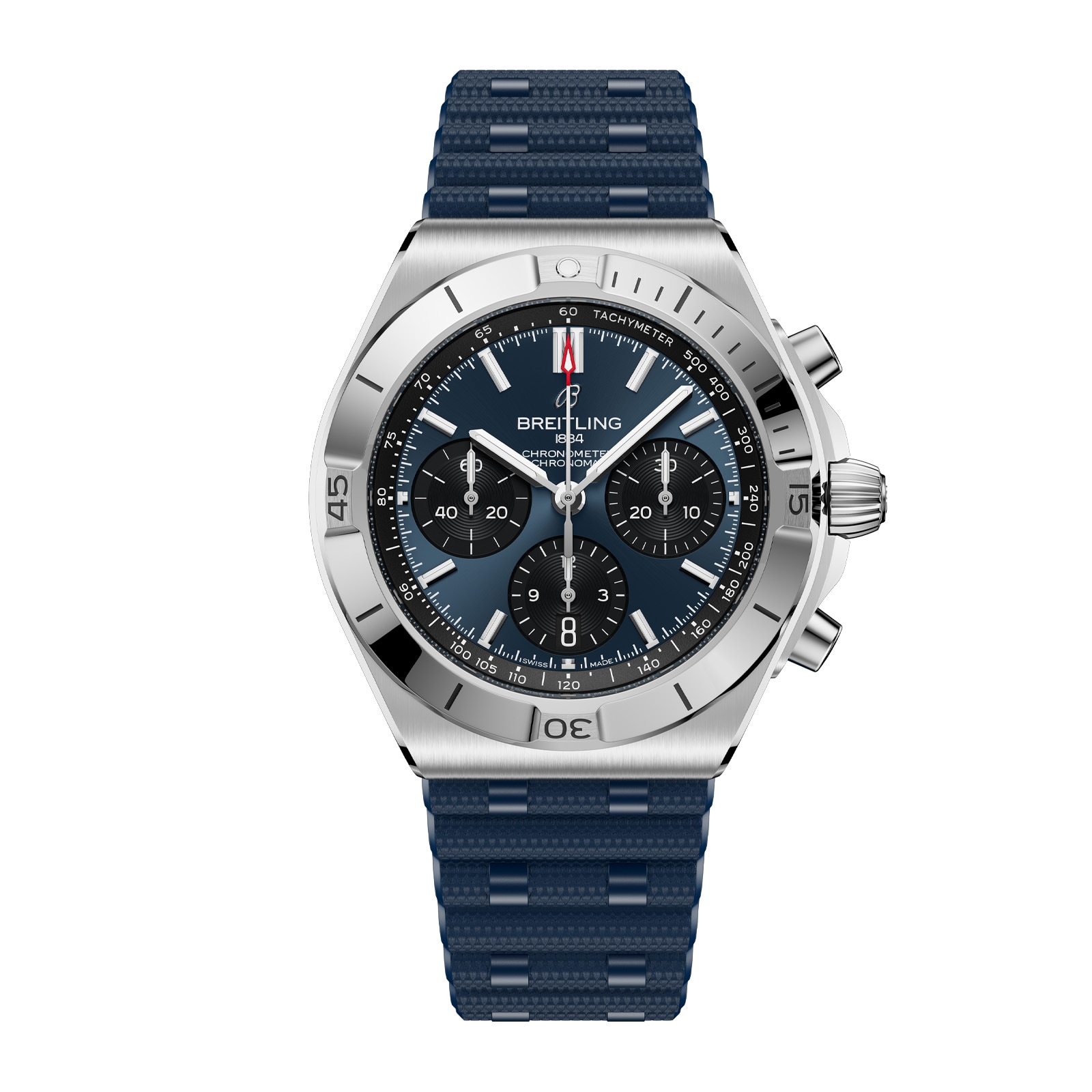 Breitling Chronomat B01 Chronograph 42mm Mens Watch Blue Rubber