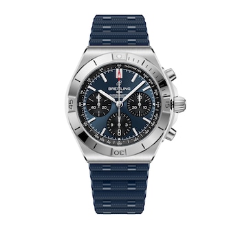 Breitling Chronomat B01 Chronograph 42mm Mens Watch Blue Rubber