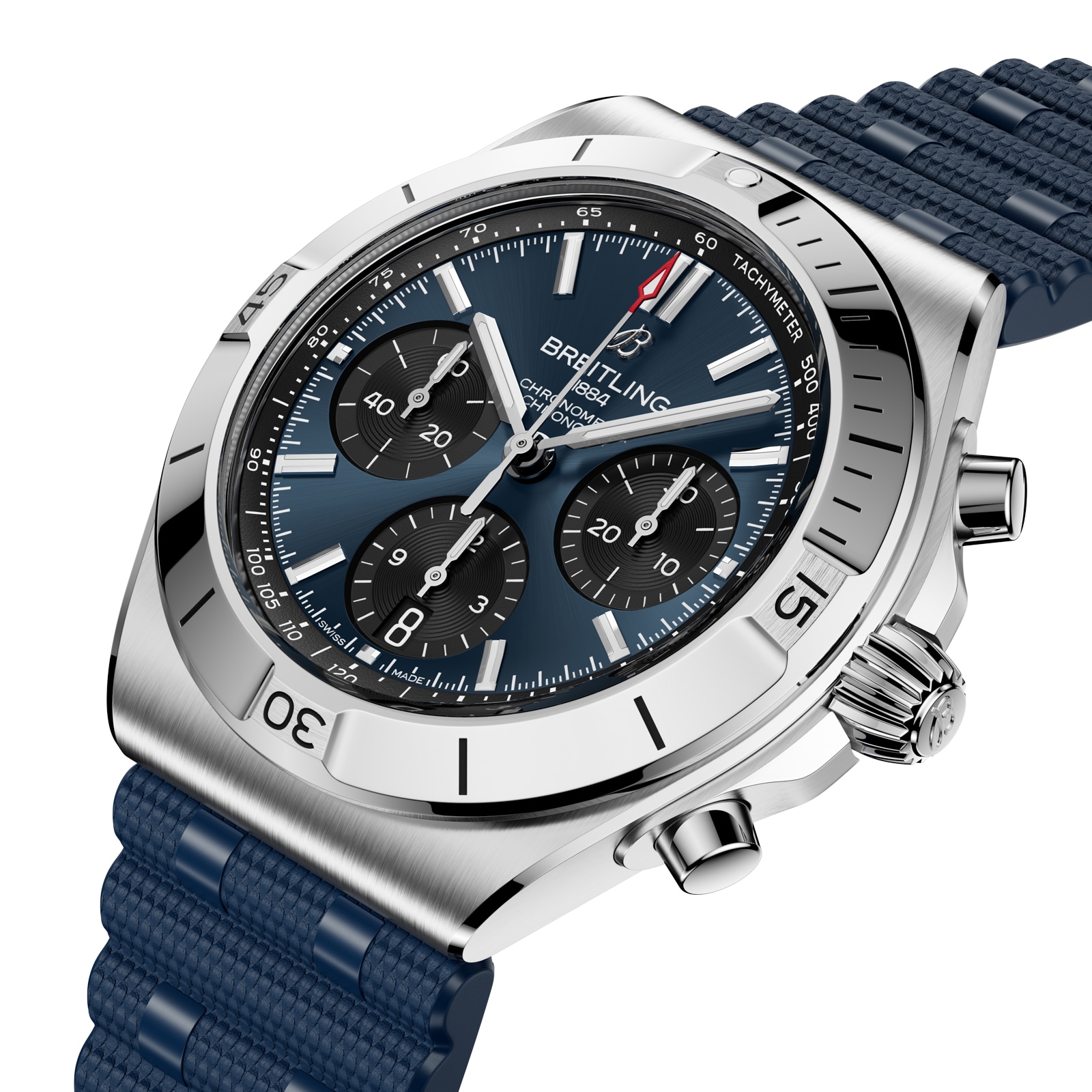 Breitling Chronomat B01 Chronograph 42mm Mens Watch Blue Rubber