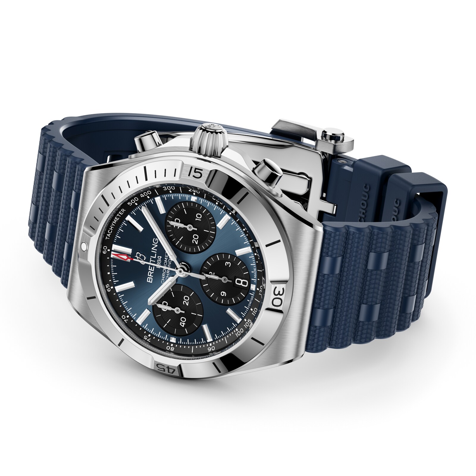 Breitling Chronomat B01 Chronograph 42mm Mens Watch Blue Rubber