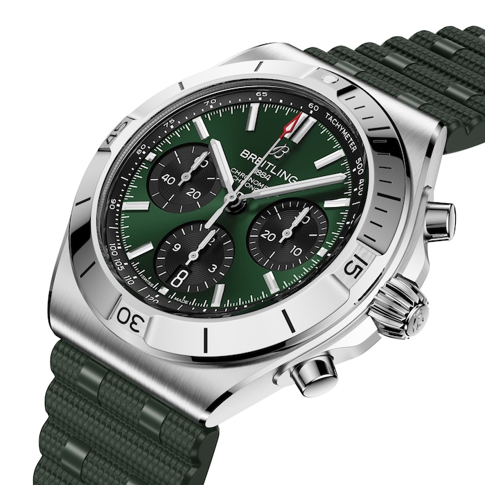 Breitling Chronomat B01 Chronograph 42mm Mens Watch Green Rubber