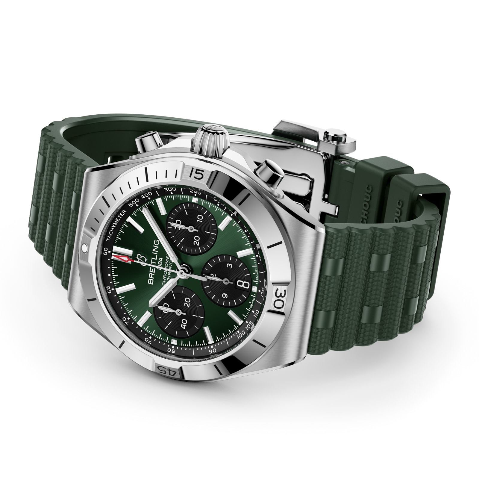 Breitling Chronomat B01 Chronograph 42mm Mens Watch Green Rubber