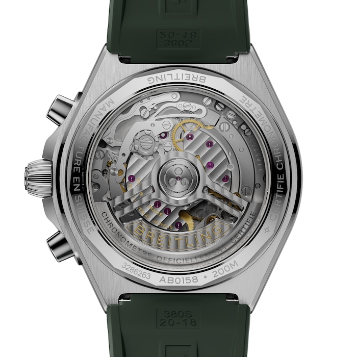 Breitling Chronomat B01 Chronograph 42mm Mens Watch Green Rubber
