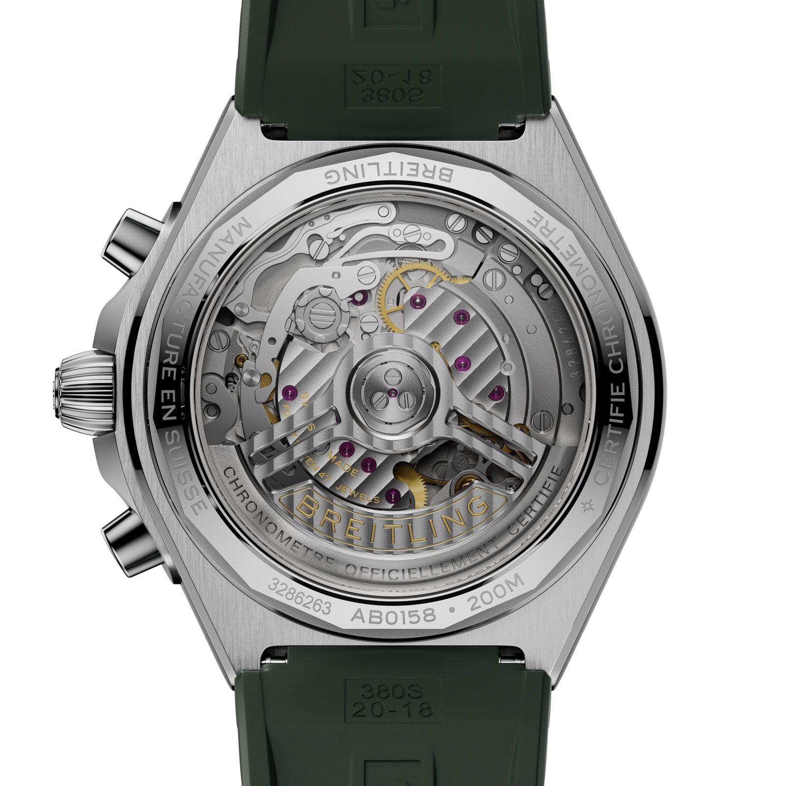 Breitling Chronomat B01 Chronograph 42mm Mens Watch Green Rubber
