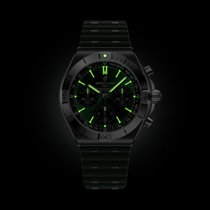 Breitling Chronomat B01 Chronograph 42mm Mens Watch Green Rubber