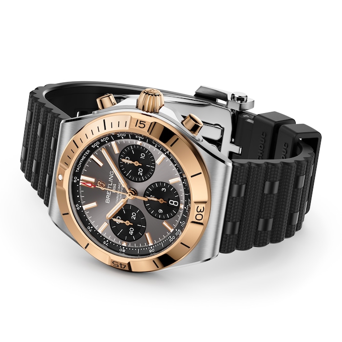 Breitling Chronomat B01 Chronograph 42mm Mens Watch 18k Red Gold Rubber