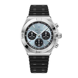 Breitling Chronomat B01 Chronograph 42mm Mens Watch Ice Blue Rubber