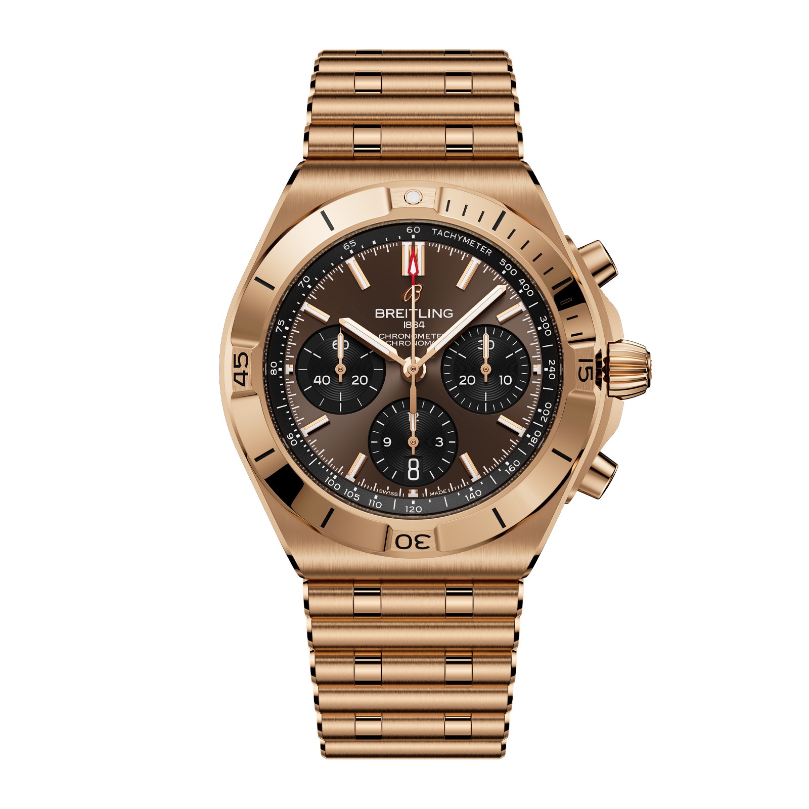 Breitling Chronomat B01 Chronograph 42mm Mens Watch 18k Red Gold