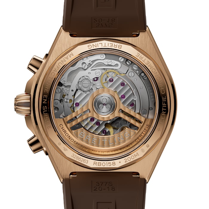 Breitling Chronomat B01 Chronograph 42mm Mens Watch 18k Red Gold Rubber