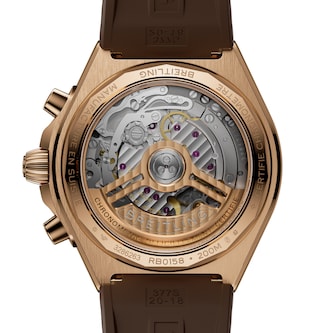 Breitling Chronomat B01 Chronograph 42mm Mens Watch 18k Red Gold Rubber