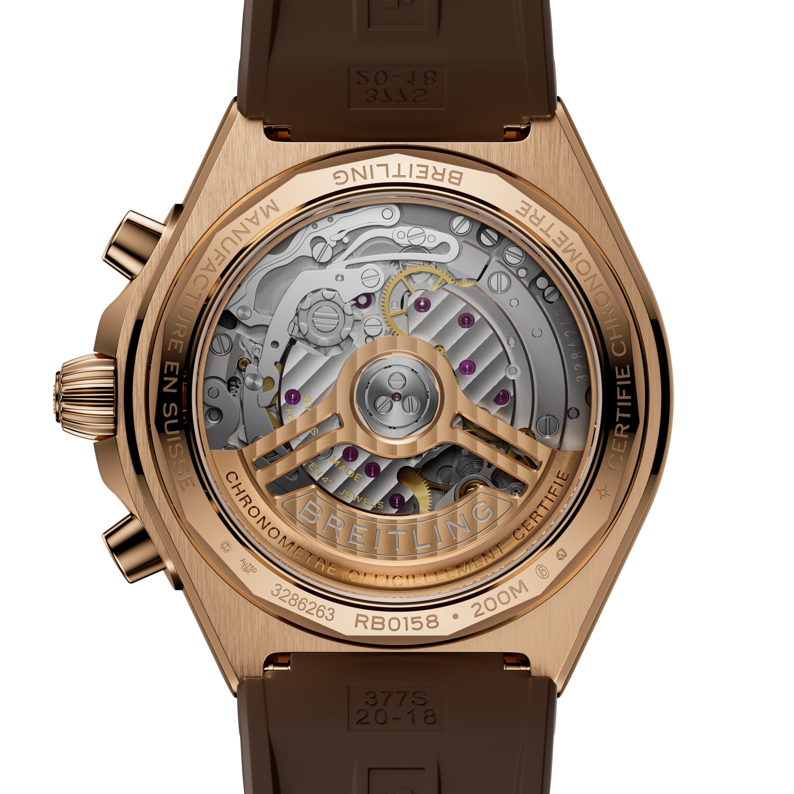 Breitling Chronomat B01 Chronograph 42mm Mens Watch 18k Red Gold Rubber